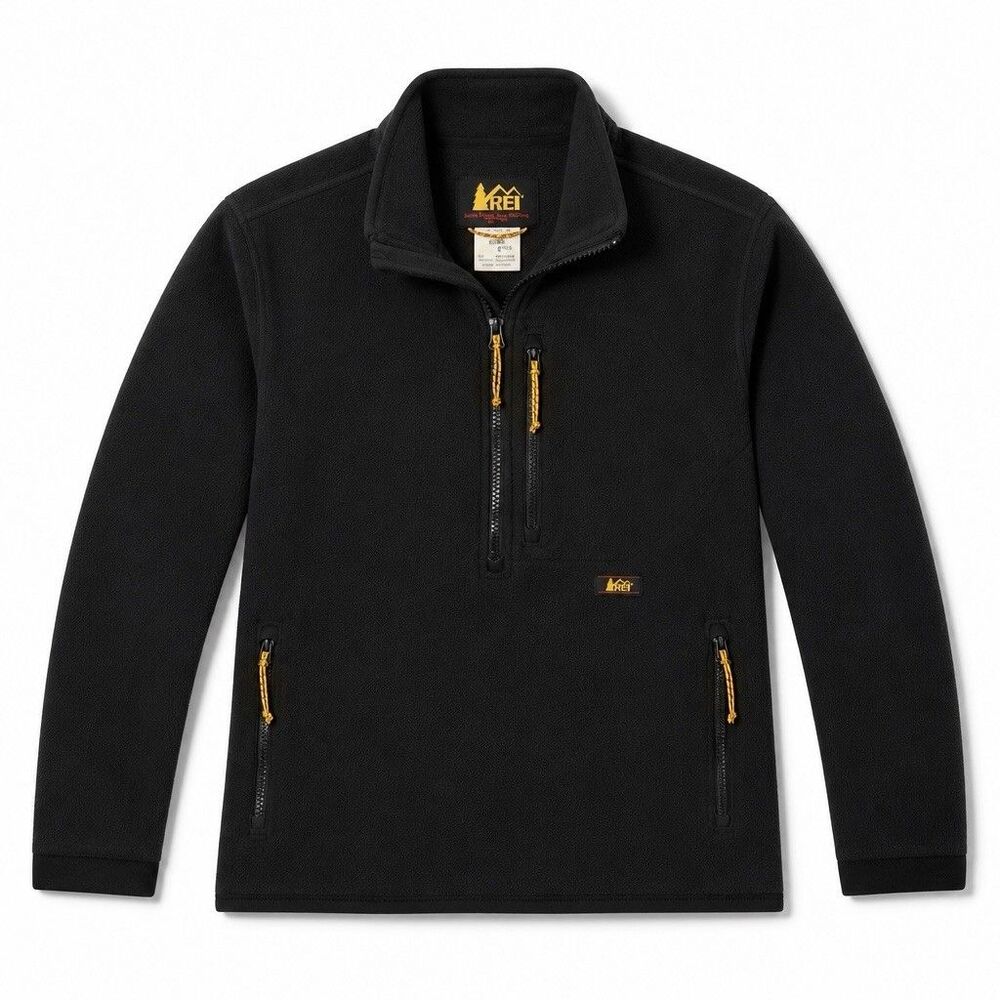 Vintage REI Coop Trailsmith Fleece Half Zip Pullover Sweater Mens Size L Black